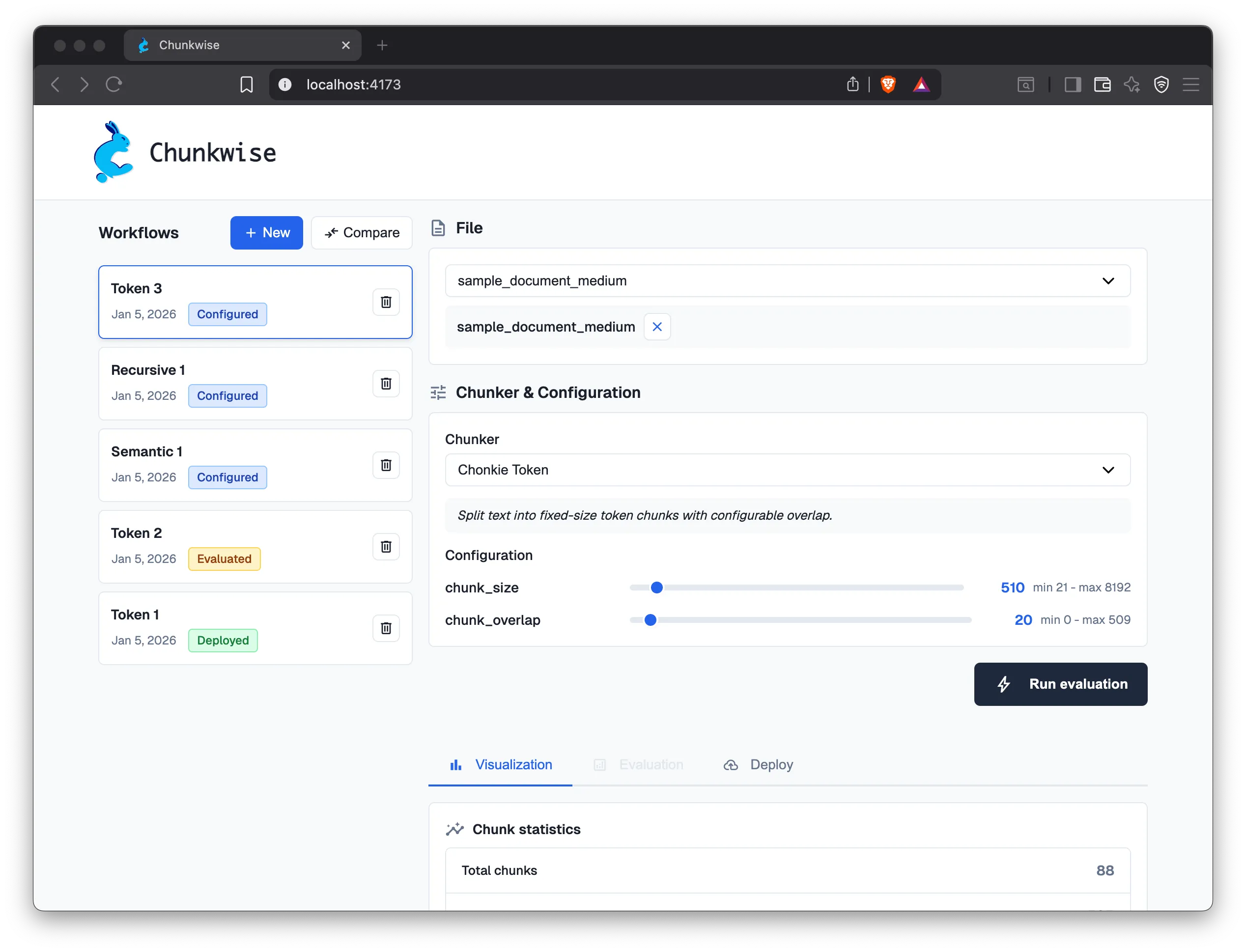 A screenshot of the client showing the primary view